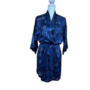 Kristine Tyler Intimates Navy Sheer Floral Robe